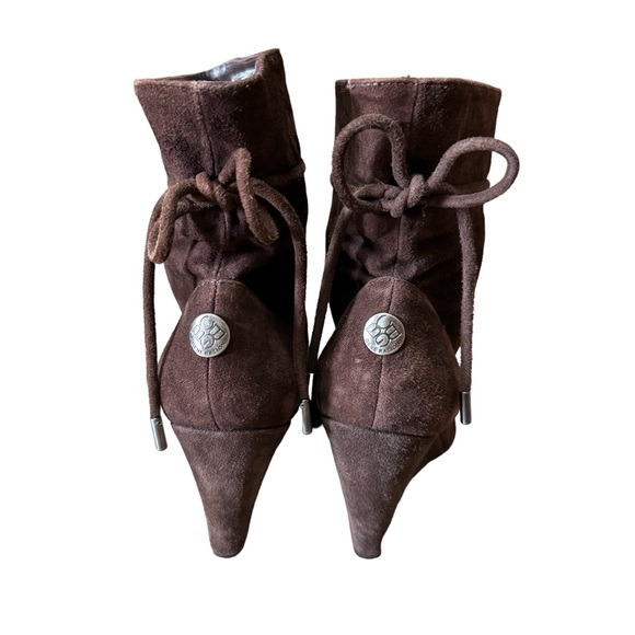 BCBG Suede Mixx Wedge Heel Ankle Booties in Dark Brown in Size US 6 / EU 36 - Picture 2 of 16